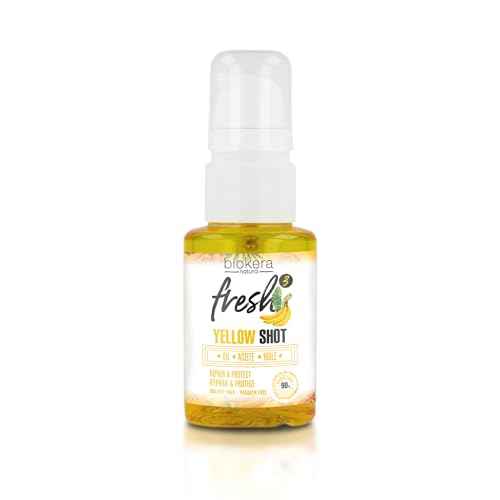 SALERM - Hair Oil - Biokera Fresh Yellow Shot Oil - 75 ml - Abyssinian and Almond Oil - Nourishes, Repairs, and Protects Damaged Hair - Shinier Hair - Sulfate-Free and Paraben-Free