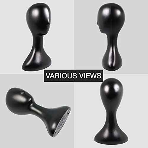 16 Inch Studio Limited Professional Plastic Mannequin Head (Black), Durable Women Model Wig Stand Display Styling Making Display Holder with Jack for Hat, Mask, Headdress, Necklace