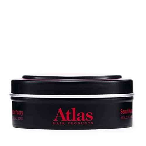 Atlas Pomade for Men, Semi-Matte, All day hold, Volumizing Hair Styling Product, Medium Hold, Low Shine Clay and Pomade Hybrid, For All Hair Types, Water Soluble, Hair Paste, 2.4oz, Pack of 1