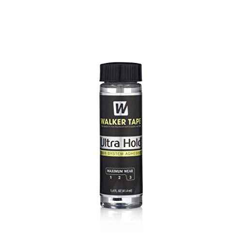 Walker Tape Co. Ultra Hold Hair System Adhesive 1.4 fl oz Brush-On Long-Lasting Waterproof Wig Glue Clear-Drying Lace Wig Adhesive for Sensitive Skin Maximum Wear 4+ Weeks