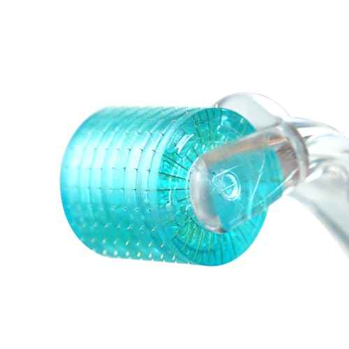 Derma Roller, Microneedling Roller with 200 Real Individual Titanium Needles, Professional Microneedle Roller for Men and Women Home Use - Sky Blue