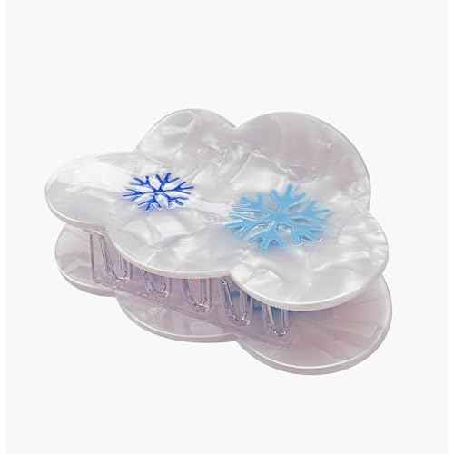 Acrylic Hair Clips Snowflake Hair Claw Clips for Women Christmas Classic White Xmas Snowflake Hair Clamps Clip Jaw for Thick Thin Hair Winter 3.3" Hair Jaw Clips Hair Accessories Gifts(snowflake)