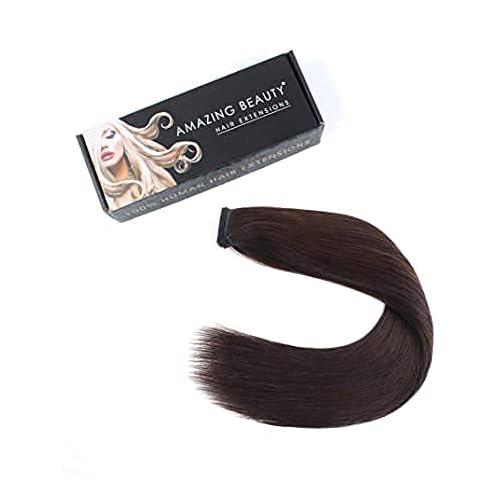 ABH AMAZINGBEAUTY HAIR Remy Human Hair Extensions Ponytail for fashion Women, Wrap in Easy to Use, 80 Gram, Dark Brown 2 Color, 16 Inch