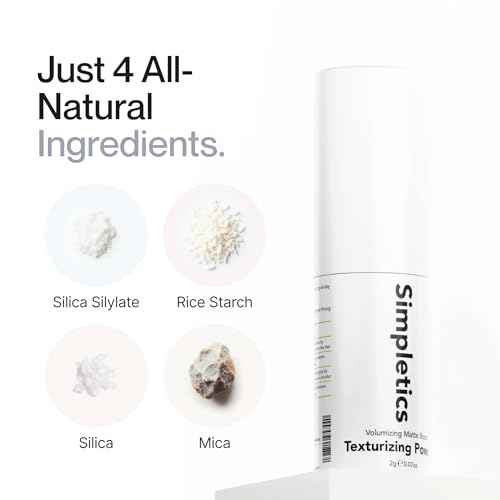 Simpletics Texturizing Powder - All Natural, 4 Ingredient Nourishing Formula with Rice Starch - Chemical Free - Gives Volumized, Texturized, Matte Finish to Men & Women