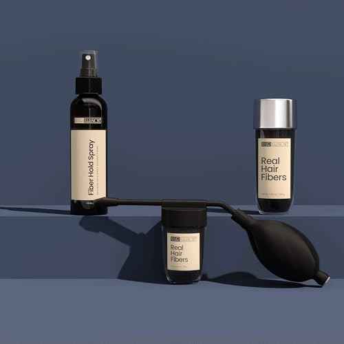 Hair Illusion Combo Kit - Hold Spray, 38g Hair Fiber Bottle, Applicator & Hairline Optimizer (Black)