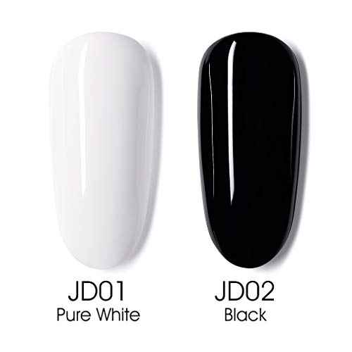 VENALISA 2Pcs 15ml Black White Gel Nail Polish Kit, Nail Gel Polish Set Soak Off UV LED Nail Art Starter Manicure Salon DIY at Home