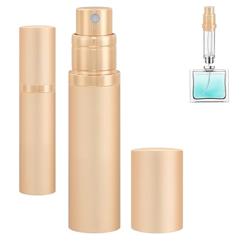 Travel Refillable Perfume Atomizer Bottle 5ml Leakproof Travel Perfume Refillable Bottle, Perfume Atomizer (Gold)