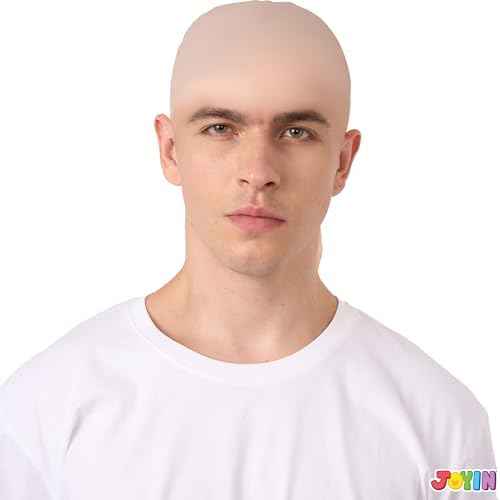 Spooktacular Creations Halloween Bald Cap for Men Women Halloween Costumes, Latex Bald Head Wig Cap for Adults Costume, Makeup Costume Accessories, Old Men Balding Cosplay Dress Up Prop