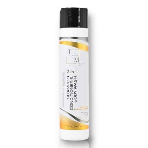 3 in 1 SHAMPOO/CONDITIONER/BODY WASH, with ALOE VERA, ARGAN & COCONUT OIL, ROSEMARY EXTRACT, CAMELLIA Leaf Extract, 10 FL oz.