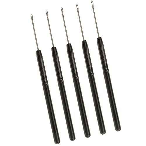 5-Piece Professional Microlink Hair Extension Tool Kit | Easy to Use, Rust- Stainless Steel Pulling Hooks | Save Time, Perfect for Hair Feathers | Hair - as described, Black