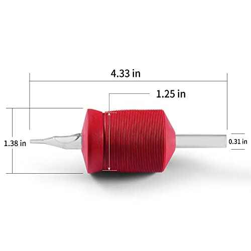 1.25 Inch Ultra Premium Red Soft Silicone Grip w/Long Clear Disposable Tubes & Tips- 15 Pack, Diamond Tip (5DT)