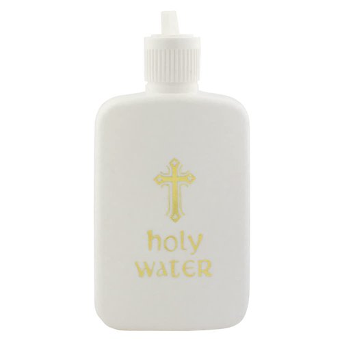 Refillable Holy Water Bottles | White with Gold-Tone Cross and Lettering | Great Catholic Gift for First Communion, Confirmation, and New Home | Portable for Home and Travel (10)