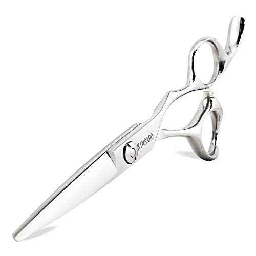 5.5" Barber Hair scissors Professional Hair Cutting Shears 440C Hair Cutting Scissors Shears Haircut Scissors Silvery Convex Blades KINSARO for Hairdresser Barber or Home Use