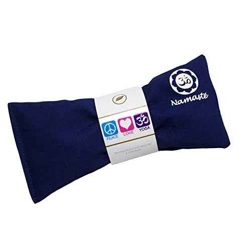 Lavender Eye Pillows - Yoga Eye Pillows Namaste Hot Cold Aromatherapy for Stress, Meditation, Spa, Relaxation Gifts - Made in USA by Happy Wraps - Set of 4 - Navy Cotton