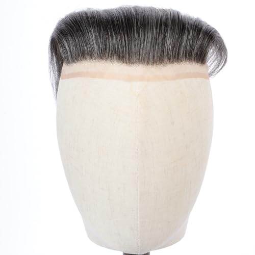 French Lace Frontal Hairpiece for men Natural Hairline V-Shape Replacement System Toupee for Men human hair #1B50