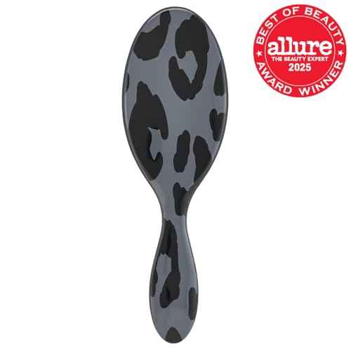 Wet Brush Original Detangler Hair Brush, Dark Gray Leopard (Safari), Ultra-Soft IntelliFlex Bristles, Detangling Bristles Glide Through Tangles (Wet & Dry Hair), Women & Men