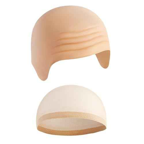 2 PCS Bald Caps Halloween Latex Bald Head Wig Cap Makeup Costume Accessories Adult Cosplay Party Supplies