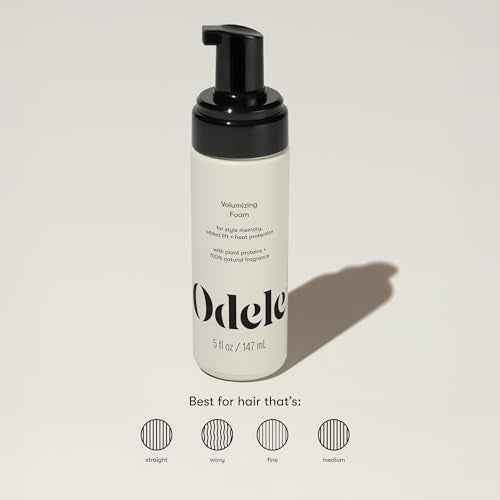 Odele Volumizing Foam Hair Styler for Heat Protection, Added Lift, and Straight to Wavy or Fine to Medium Hair Types, 5 Fl Oz
