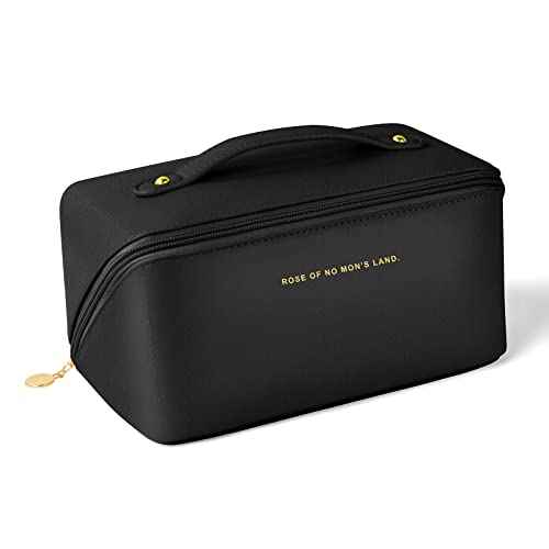 Premium Nylon Cosmetic Bag Travel Bag, Large Capacity Layered Cosmetic Bag Zipper Bag, Portable Travel Organizer Multifunctional Waterproof Bag, Easy to Carry, Gift for Women (New-Black)