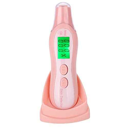 Skin Hydration Tester, Digital LCD Display Precision Skin Sensor Tester Skin Hydration Water Oil Analyzer (White) (Pink)