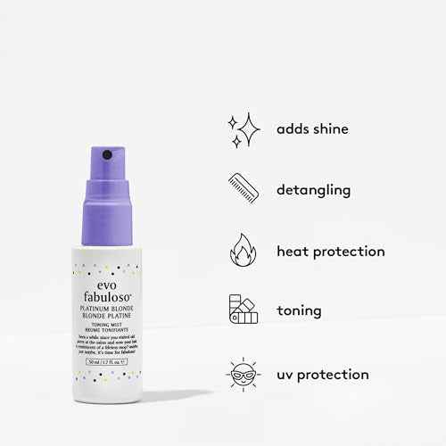 EVO Fabuloso Platinum Blonde Toning Mist - Platinum Hair Toner - Enhances Vibrancy, Neutralizes Yellow Tones