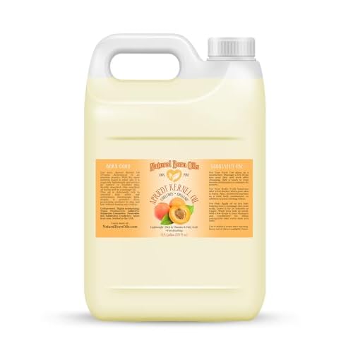 Natural Born Oils Apricot Kernel Oil, 1 Gallon, Organic, Cold-Pressed, Abundant in Fatty Acids, Hydrates Skin, Enhances Hair Luster