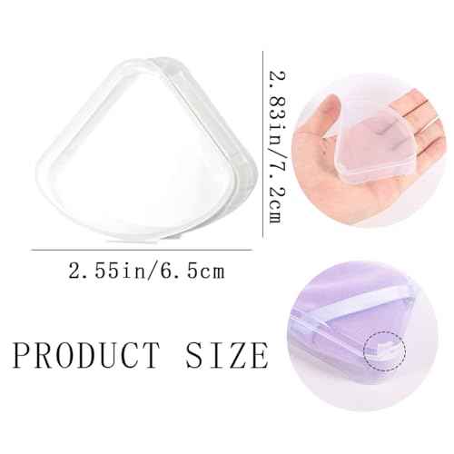 8 PCS Triangle Powder Puffs Holder Cases Clear Makeup Sponge Protective Container Portable Beauty Blender Holder Reusable Dust-Proof Pocket Cosmetic Puff Box for Travel (Transparent)