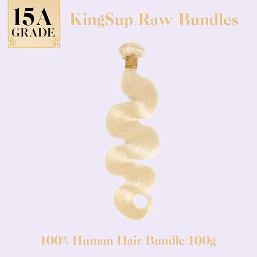 Blonde Body Wave Bundles Human Hair 26 Inch 15A 613 Blonde Bundles Human Hair,Sew In Quick Weave Body Wave Bundles 100% Real Human Hair Extensions Tangle Free Shedding Free Triple Lifespan 3X