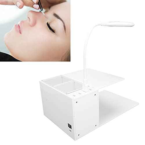 Eyelash Extension Shelf with Detachable U-Shaped Memory Foam Pillow, Adjustable USB LED Light, Ergonomic Acrylic Makeup Tool for Beauty Salon