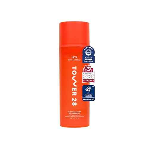 Tower 28 SOS Gel Cleanser + Makeup Remover for Sensitive Skin, Gentle Hydrating pH-Balanced Face Wash Removes Makeup and SPF Without Drying - 150ML