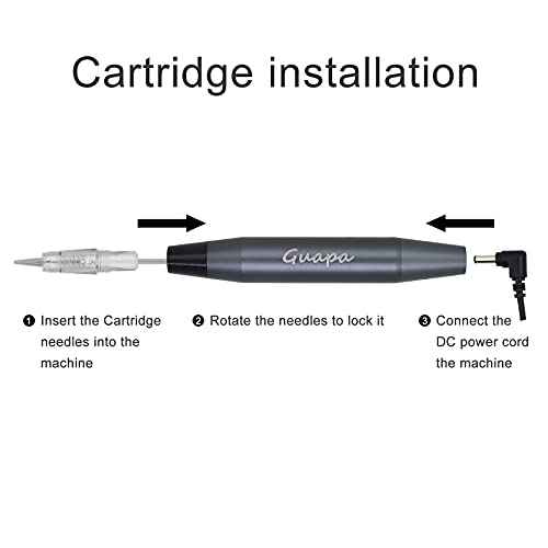 Guapa Microblading Tattoo Machine Electric MST Permanent Makeup Machine Tattoo Gun Device with 50pcs Cartridge Needles for Eyebrow Eyeliner Lip Body Art Beauty (Machine Gray+50pcs Needles)