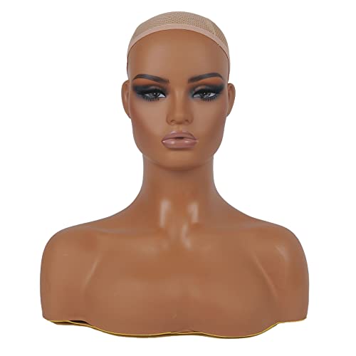 Mannequin Head with Shoulders Realistic Manikin Head With Freckles for Display and Styling for Wigs, Jewelry, and Clothing DC410
