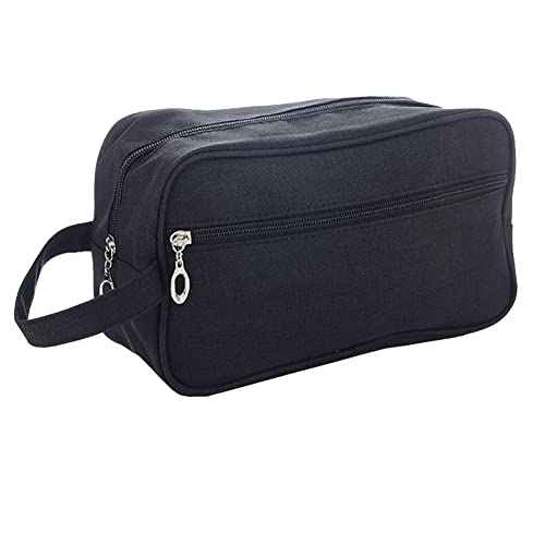 GSHLLO Men Toiletry Bag Travel Shaving Bag Makeup Storage Organizer Zipper Cosmetic Case Gym Wash Bag Shower Bathroom Bag Black