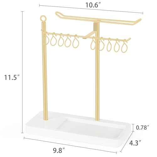 Dahey Headband Holder Multifunctional Hair Accessories Organizer Display Hairbands Claw Clips Scrunchie Metal Storage Stand Stylish Bedroom Dorm Bathroom Vanity Decor for Girls Women, Gold