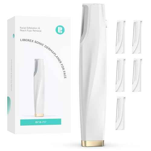 Sonic Dermaplaning Tool for Face - Rechargeable Dermaplane Razor with 6 Refill Dermablades, Facial Hair & Peach Fuzz Remover for Women (White)