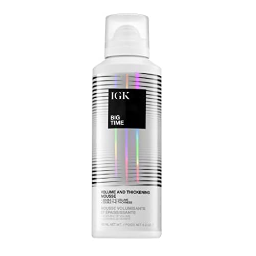 IGK BIG TIME Volume & Thickening Mousse | Moveable + Fullness + Frizz Control | Vegan + Cruelty Free | 6.2 Oz