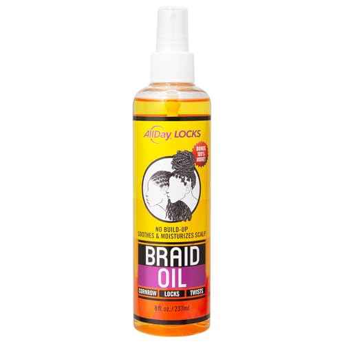 AllDay Locks Braid Oil (8 oz) | Moisturizes, Strengthens Hair & Scalp | Soothes & Relieves Tension | Grape, Orange, Olive Oil | Nourish & Protect Braids, Locks, Twists, Cornrows | 8 oz