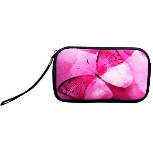 Small Toiletry Bags for Women, Adorable Roomy Makeup Pouch- Purse Cute Cosmetic Bag Travel Toiletry Bag Pouch Waterproof Organizer Bag (Pink Butterfly)
