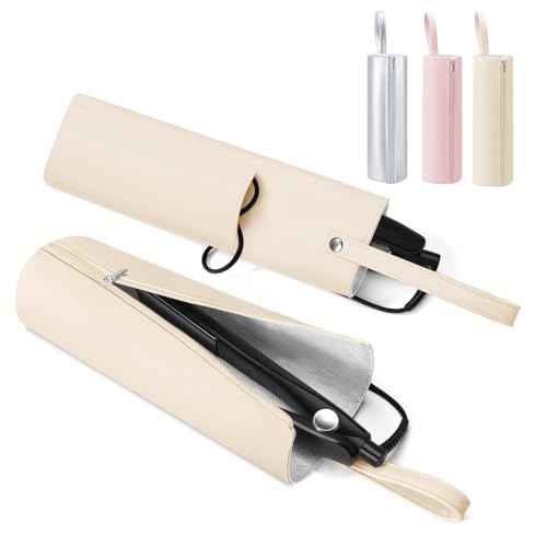 2-in-1 Heat Resistant Mat & Bag for Hair Styling Tools, Hanging Curling Iron Holder Flat Iron Holder with Zip, Portable Hot Hair Tools Travel Bag, Hair Straightener Mat Pouch for Countertop