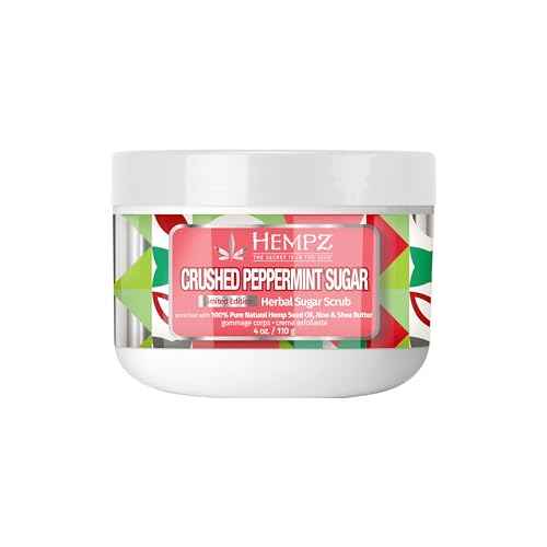 Hempz Crushed Peppermint Sugar, Sugar Body Scrub, Holiday Gift for Men and Women, 4 oz