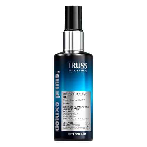 TRUSS Deluxe Prime Reconstructive Hair Oil for Damaged Hair - Split End Repair Treatment with Heat Protection & Frizz Control - Seals Cuticle for Strength & Softness (2 Fl oz)
