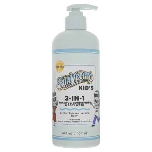Suavecito Kid's 3-in-1 Shampoo, Conditioner, & Body Wash Milk & Honey Scent 16 oz Pump Bottle - Clinically Tested Cruelty Free Formula Free of Sulfate, Parabens, & Phthalates Ensuring No Tears