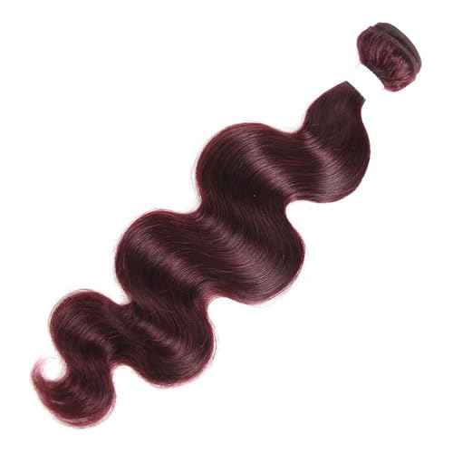 REMY HAIR 99j Bundles Body Wave Human Hair Bundles Red Burgundy Hair Extension 1 Bundle 18 Inch Brazilian Virgin Human Hair for Black Women Body Wave Bundles