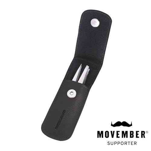 Tweezerman Petite Tweeze Set with Travel Case - Point and Slant Tweezers, Tweezers for Travel (Black Case)