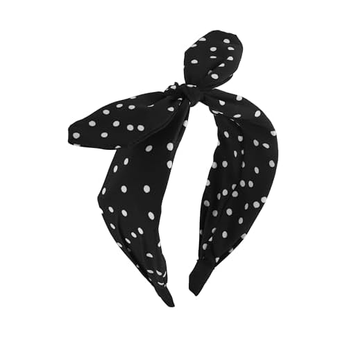 Sacina Black Polka Dot Headband, Black Bow Headband, Gothic Vintage Grunge 50s Accessories for women