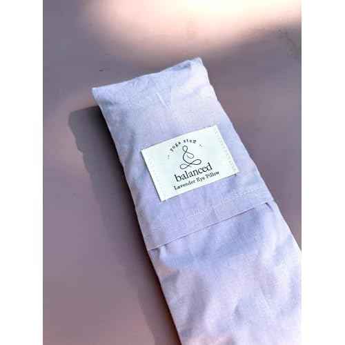 BYS Weighted Lavender Eye Pillow, Organic Cotton Fabric, Grey and White, with Travel Pouche