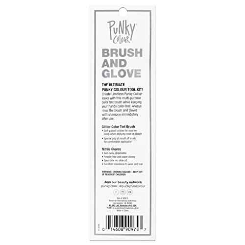 Punky Hair Color Brush & Glove Kit - Hair Dye Brush for Bleaching, Highlighting & Tinting, Hair-Coloring Brushes, 3 Pack