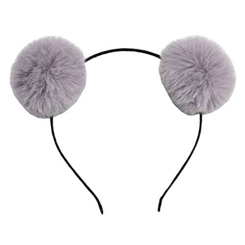 Sheliky 4Pcs Bear Ears Headband Halloween Chipmunk Ears for Dress up Party Pom Pom Hairbands Women Girls Cosplay Accessory