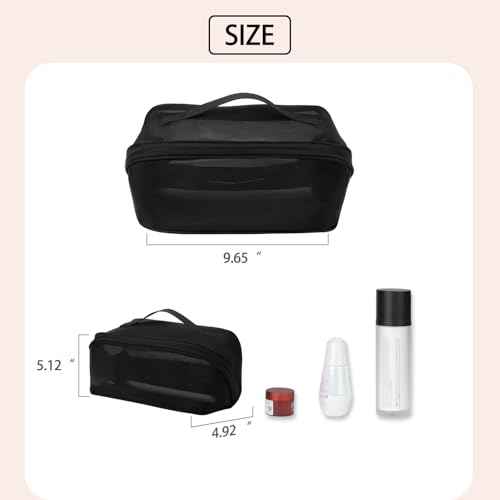 Travel Makeup Bag,Large Capacity Cosmetic Bags for Women,Toiletry Bag Make up Organizer with Divider and Handle(Black)