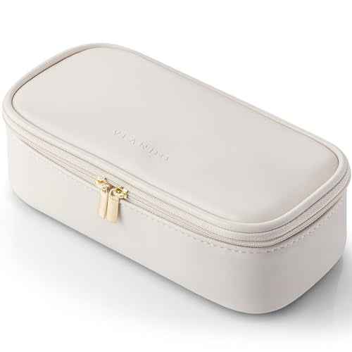 Vlando Travel Makeup Bag,Small Makeup Pouch Cosmetic Bag for Women Makeup Organizer Bag Gifts for Women Girlfriend Teacher Mom Brithday Gifts-White